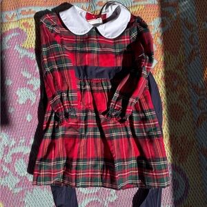 Red Plaid Dress with White Collar